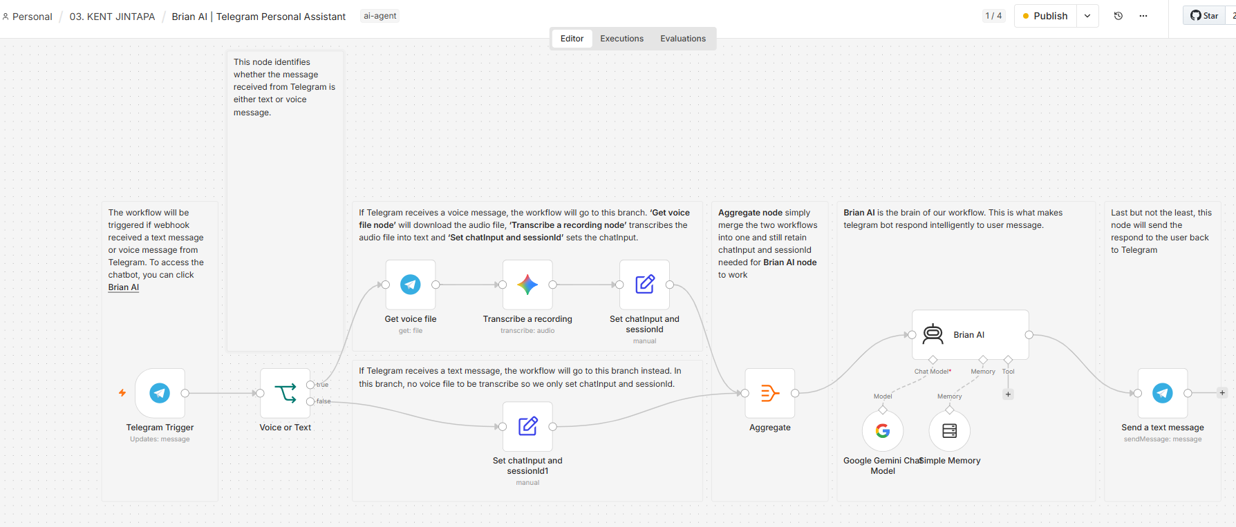 Multimodal AI Telegram Assistant with Voice-to-Text Processing Showcase